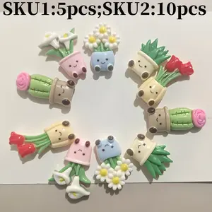 5/10pcs Mini Plant Flower Shape Refrigerator Magnets, Oval Magnet Set, Decorative Plant Magnets for Room, Office, Kitchen, Holiday Decoration and Gift, Refrigerator Decorating Magnet