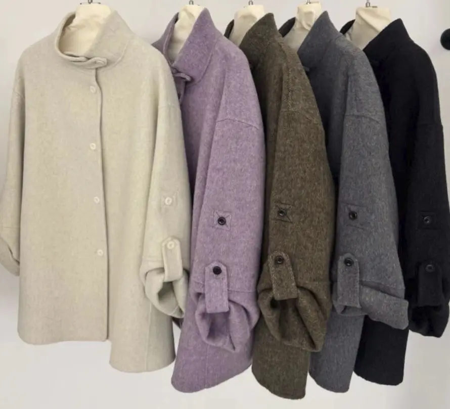 [LIVE EXCLUSIVE] Women's Plain Natural Wool Super Oversize Boxy Blazer-Style Overcoat, Loose-Cut Long-Sleeve Casual Street Style Outerwear with Collared Neck, Warm Anti-Pilling Basic Fabric for Chilly Days