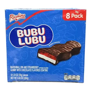 Ricolino Bubu Lubu 8 Pack - Classic or Dark Mexican Candy Bar with Soft Marshmallow & Strawberry Gummy Center Covered in Chocolate Coating