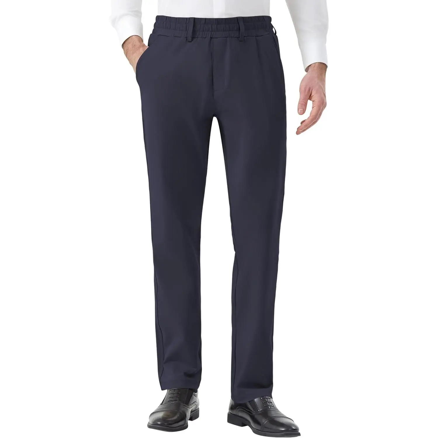 Elastic Waist Pants for Senior Men with Magnetic Closure for Business Casual Formal Wear