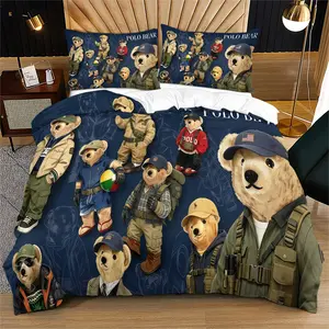 Bear Pattern Quilt Cover Set, Soft And Durable Bedding Set, Including 1 Quilt Cover And 1 Or 2 Pillowcases, Suitable For Children And Adults, Daily Use, Festival, Birthday Gifts, Bedroom Decorations