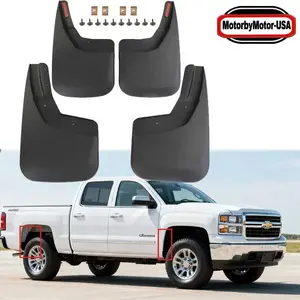 4-Piece Mud Flaps & Splash Guards Set for Chevy Silverado 1500/2500/3500 HD 2014-2018,Front & Rear Guard Panels, Black Durable PP, OE Fitment Standards, All-Weather Durability, No-Drilling Required, Full Installation Kit Accessory
