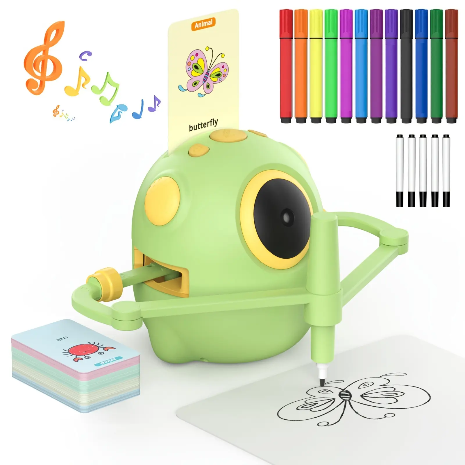 LETSHAHA Smart Drawing Tracing Round Robot for Kids, Electric Button Control Educational Toy with Adorable Design, 100+ Drawing Cards to Boost Fine Motor Skills & Early Art Interest, 3-12 Years Girl Christmas Gift