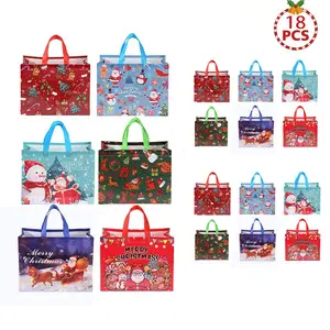 18-Pack Large Christmas Gift Bags, Non-Woven Reusable Holiday Gift Bags, New Year Shopping, Christmas Surprises, Party Supplies