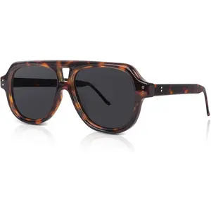 Retro Square Aviator Sunglasses Womens 70s Bold Flat Top Frame Polarized Sun Glasses