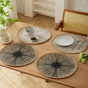 Round Burlap Macrame Placemats, Bohemian Jute Country Placemats, for Table Decoration 2/4/6/8pcs