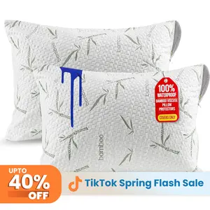 Utopia Bedding Queen Size Waterproof Pillow Protectors, Bamboo Viscose Covers, Bed Bug Proof Encasements - 2 Pack