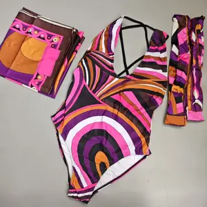Women's 2026 Summer New Fashionable Printed Personalized Hanging Neck, Backless 1-Piece Swimsuit, Bathing Suits for Sports & Outdoor Use,summervibes