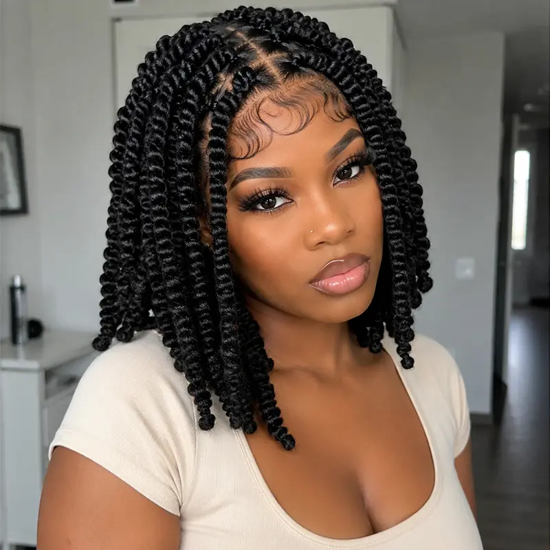 12" Short Bob Butterfly Locs Crochet Braids, Pre‑Twisted Distressed Faux Locs Passion Twist Hair, Synthetic Lightweight Pre‑Looped Crochet Hair Extensions for Black Women, Easy DIY Protective Boho Style #ButterflyLocsCrochet #DistressedLocs #PassionTwist