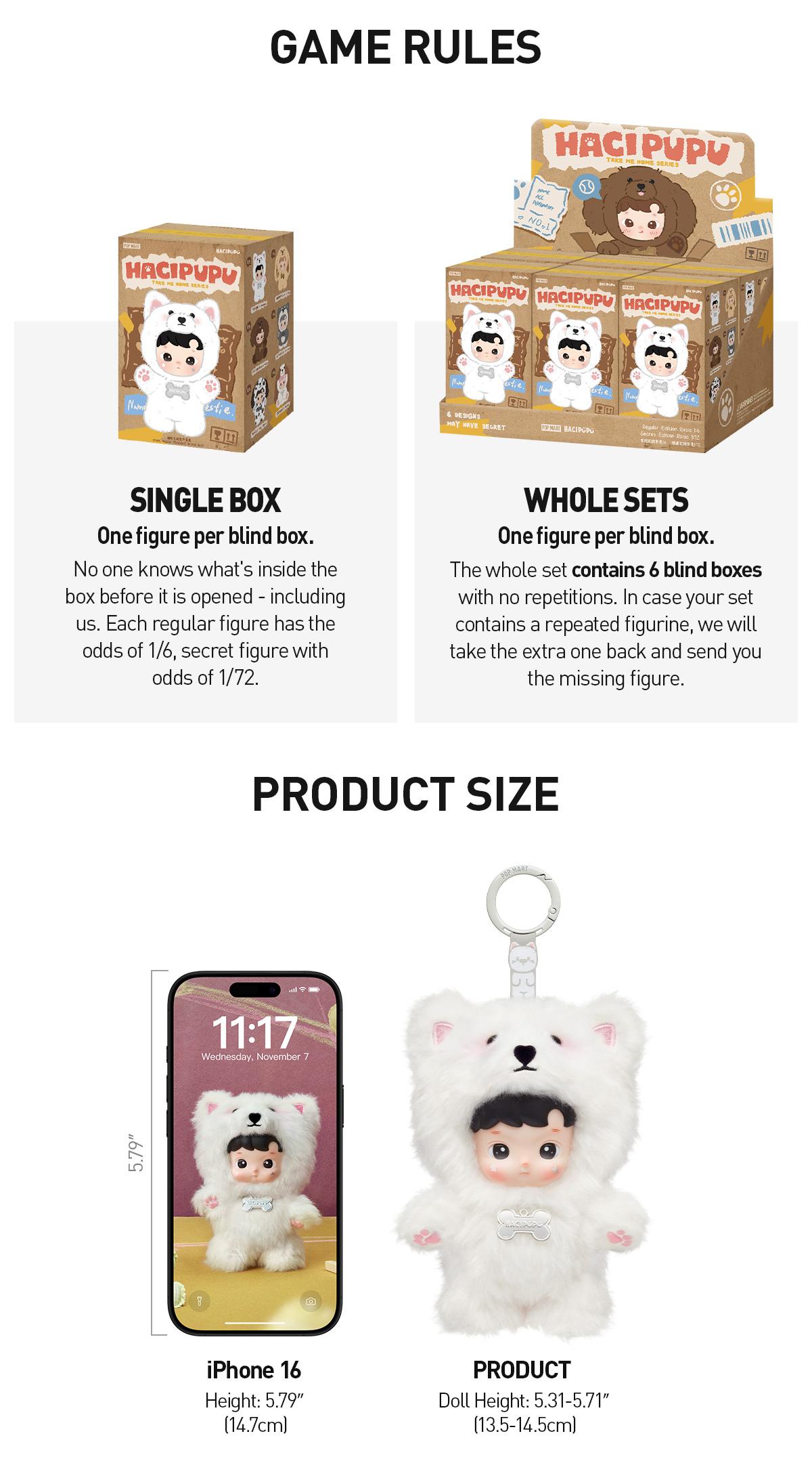 [POP NOW]POP MART HACIPUPU Take Me Home Series - Vinyl Plush Pendant Blind Box, Whole Set
