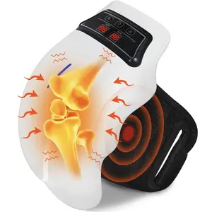 Knee Massager Smart with Heat, Red Light and Massage Therapy, 3 Vibration Modes and 9 Heating Levels, 2025 Updated Edition, LED Vitality Joints Knee Massager, Gifts for Grandma & Grandpa, White