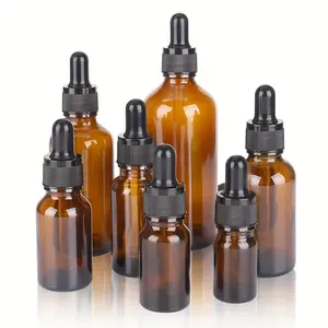 Amber Glass Dropper Bottles 2pc-18pc, 5ML-30ML Leakproof Portable Travel Essential Oil Dispenser, Super Convenient Carry-On Storage Bottles