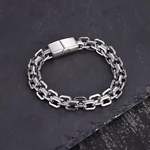 GTHIC Hip Hop Double Row Hollow Stainless Steel Bracelet Edgy Unisex Jewelry for Daily & Party Wear