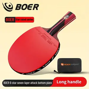 Boer Six Star Professional Table Tennis Racket, Wooden Material, 7 Ply Wood Baseplate, High Density Sponge, Ideal for Training & Competition