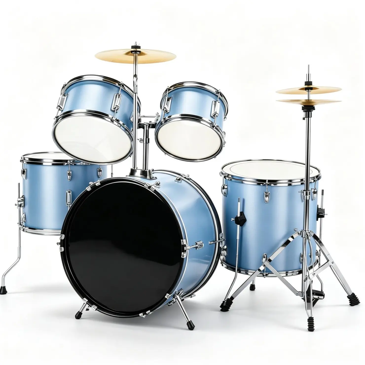 Drum Sets 5-Piece for Beginners, 22 inch Size Complete Drum Kit with Adjustable Throne, Cymbal, Hi-Hat, Pedal & Drumstick Full Size Adult Drum Set 5-Piece Blue with Bass Drum, two Tom Drum, Snare Drum, Floor Tom, 16" Ride Cymbal