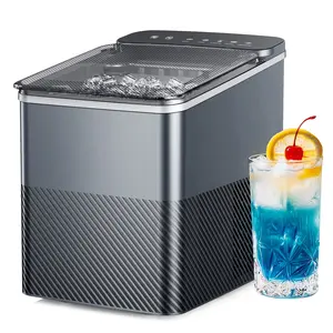 Simzlife Ice Maker Countertop, 9 Cubes Ready in 6 Mins, 26lbs in 24Hrs, Self-Cleaning Ice Machine with Ice Scoop and Basket, 2 Sizes of Bullet Ice for Home Kitchen Office Bar Party