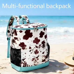 Cow Print Insulated Cooler Backpack with Upgraded Thermal Lining | Leakproof Picnic Bag for Outdoor Travel & Beach | Hands-Free Shoulder Straps Multi-functional Bag Spring Summer 2026 Mother's Day Essentials