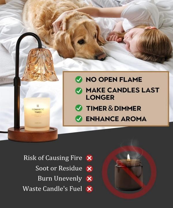 Adjustable Height Candle Warmer Lamp | Dimmable Timer Wax Melter for Home Bedroom Living Room Decor, Flameless Gift for Mom Women