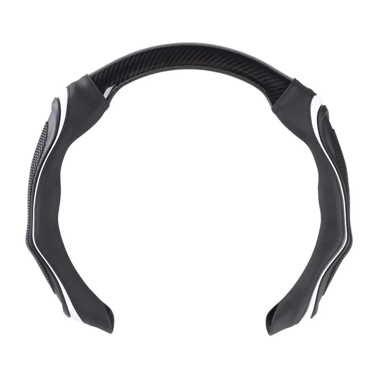 Carbon Fiber Car Steering Wheel Cover, Red & Black Grip Enhancer for Improved Comfort and Stylish Interior Upgrade