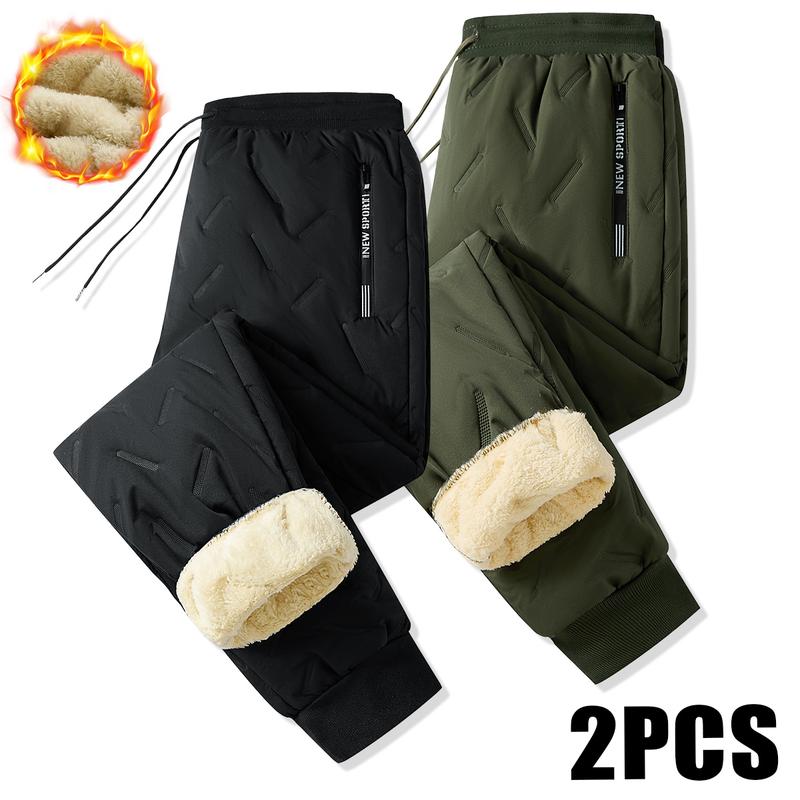 Men's Thermal Pants Heavyweight Insulated Cotton Winter Trousers with Drawstring Waistband, Black Cold Resistant Daily & Formal Wear with Side Pockets Suitable for Office Work and Outdoor Activities warm