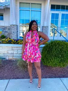 Artwork Ruffle Mini Dress