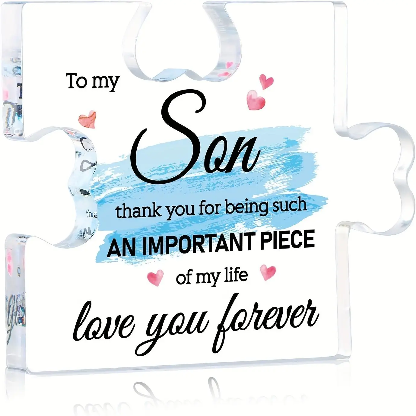 Acrylic Puzzle Piece Plaque, Acrylic Plaque Sign, Acrylic Signage Plaque, Personalized Plaque, Decorative Plaque, Son Gifts from Mom & Dad, To My Son Plaque, Birthday & Christmas Gift for Adult Son, Decor, Indoor Home Decoration