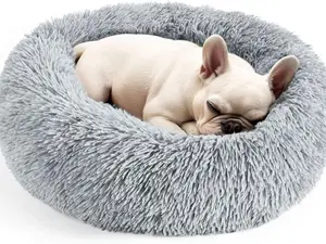 Dog & Cat Bed for Indoor Cats, 20in Calming Donut Bed for Puppy and Kitten, Washable Round Fluffy Pet Bed for Small Medium Dogs and Cats