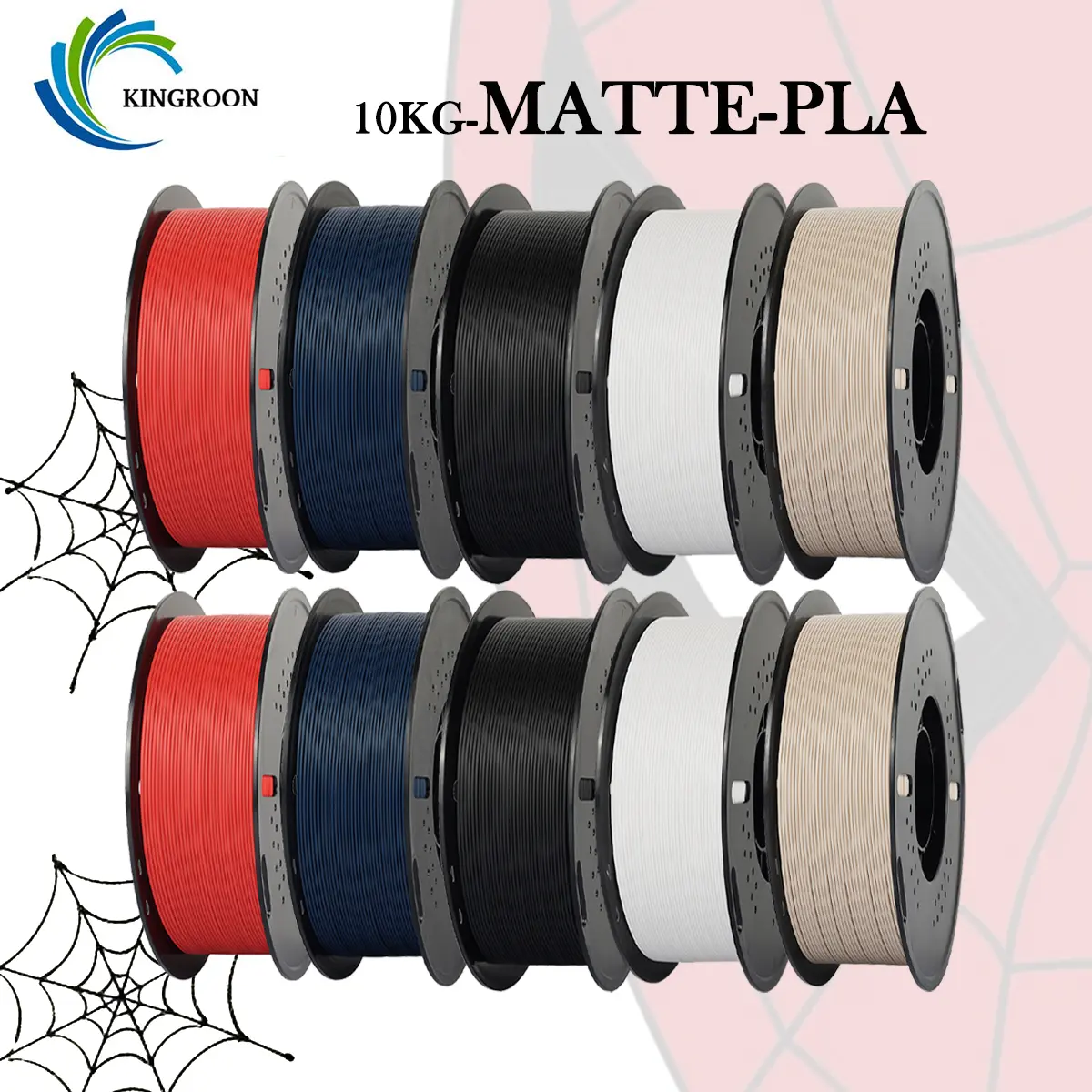 【Matte Series】KINGROON Matte PLA Filament 10-Pack, 1.75mm Fused Deposition Modeling 3D Printing Supplies Tools, 0.02mm High Detail, Low Warp, Smooth Flow, Minimal Visible Layer Lines, Universal for FDM Printers, Ideal for Beginners