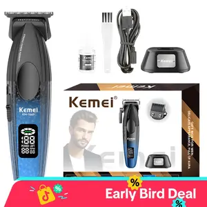 Kemei KM-1669 9000RPM High Power Wireless Professional Barber Machine, Hair Clipper Trimmer with Charging Stand, Hair Trimmer for Men