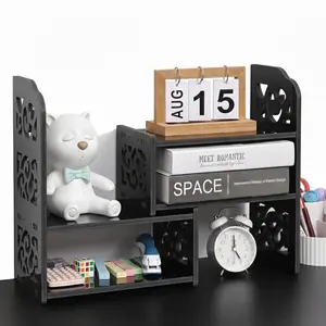 Desk Shelves Desktop Orgnizer Shelf-Black Office Organization for Top of Adjustable Desk Organizers and Corner Bookshelf Table Top Shelving Small Hutch Decorations for Women Office