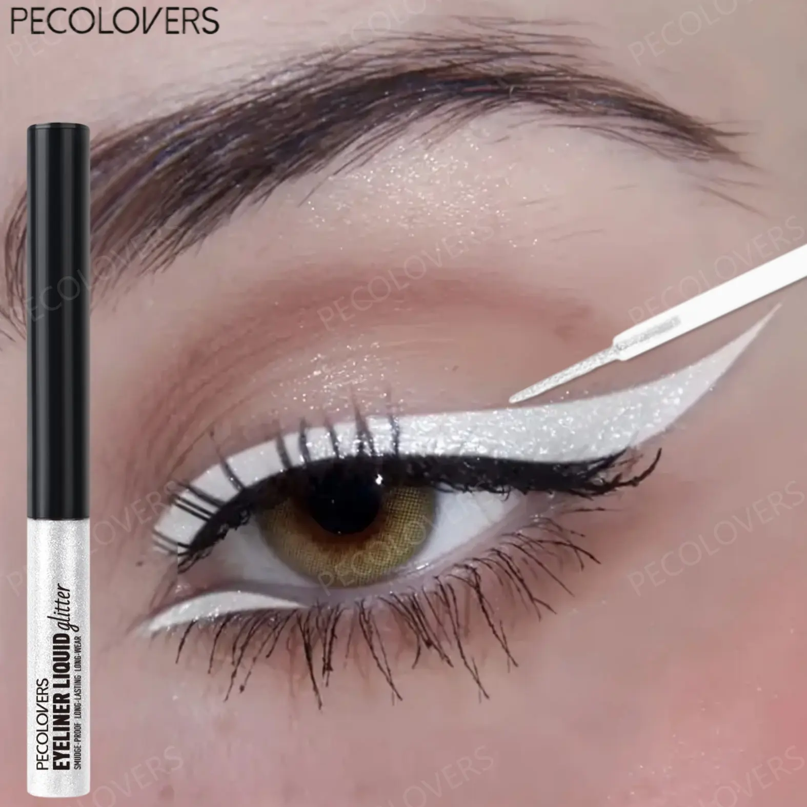 1Pc Brightening Eyeliner Liquid - Long-Wear Glitter Look, Smooth Application For Daily Wear, Pink And Gold, Eye Cosmetic, Waterproof Liquid Eyeliner