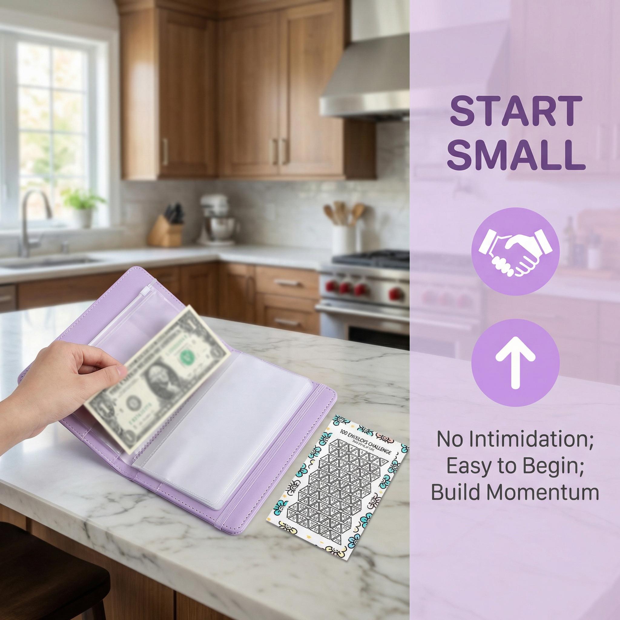 100 Days Saving Challenge Coin Envelope BudgetStorage Book - Binding Covers With Daily Savings Tracker,Habit-Forming System, And Cash Savings Goal Of $5050Develop A Consistent Savings Habit