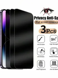 Tempered Glass Screen Protector - 3PCS Anti-Privacy, Shockproof, Glare & Scratch Resistant for Phone 17-11 Pro Max