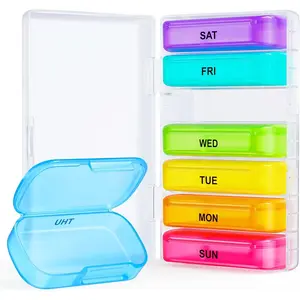 7 Packs Extra Large Pill Organizer, Portable Pill Box 7 Day for Pocket, Purse, Weekly Pill Case with Dual-Protection Design, Pill Container for Medication, Vitamin, Fish Oil, Supplement