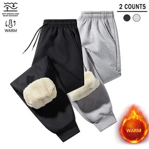 Men's 2-Piece Plain Thermal Set - Mid-Rise, Regular Fit, Comfy, Relaxing, Sporty, Stretch Waistband, Pockets, Non-Transparent, Uncuffed, Casual Pants for Autumn Winter Everyday Wear, Comfy Men's Pants, Mid-Rise Men's Pants