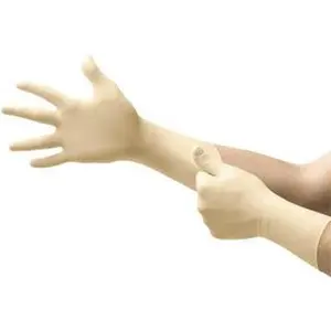 MICROFLEX Cleaning Disposable Latex Gloves, Size M, 11.8 mil, Industrial Grade, Powder Free, 12" Long, Natural Color, Textured Beaded Rolled Cuffs, FDA Approved, Ambidextrous, UL-315-M