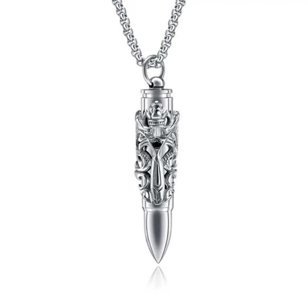 Dragon Bullet Dagger Necklace, Stainless Steel Necklace by Ginger Lyne