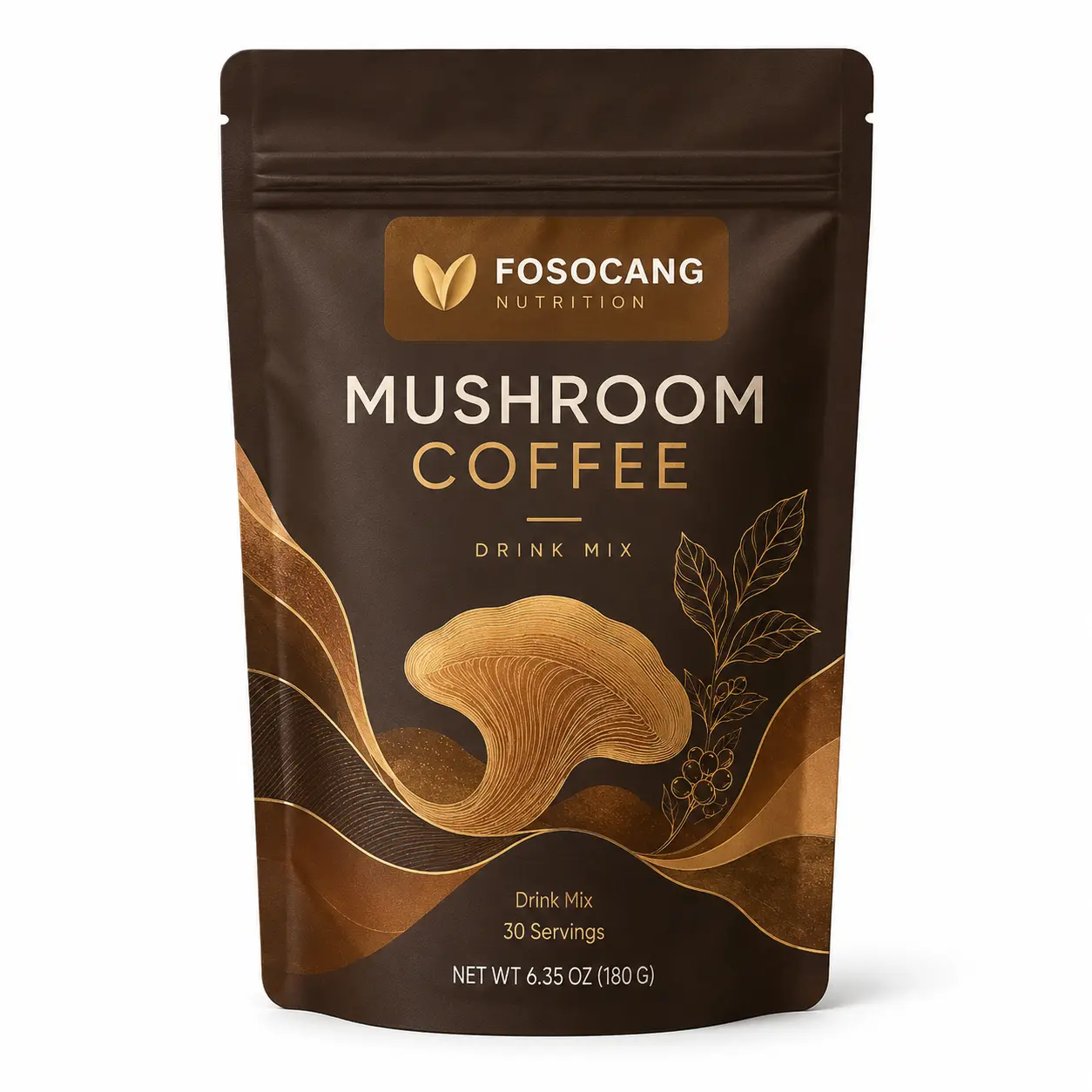 Mushroom Medium Roast Coffee with 6 Adaptogenic Mushrooms,  Grown Instant Coffee for Better Energy, Focus Digestion Immunity with Lions Mane & Turkey Tail 30 Servings / Healthcare,Vitamin