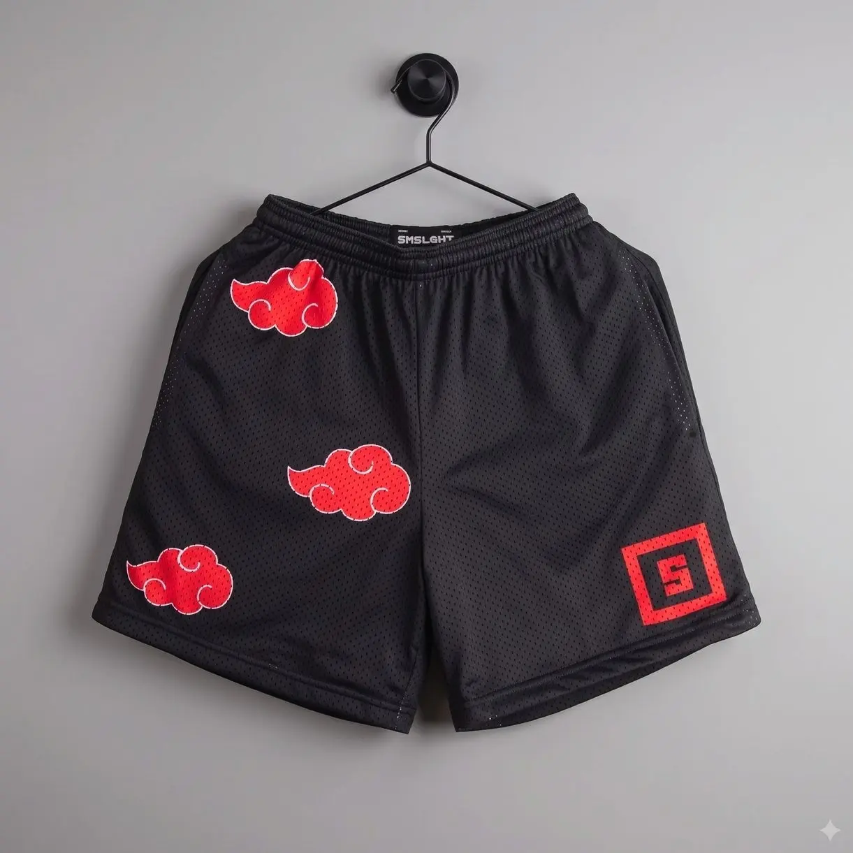 Naruto Akatsuki Red Cloud Mesh Shorts, Itachi Uchiha Anime Basketball Shorts, Above The Knee Breathable Gym Shorts