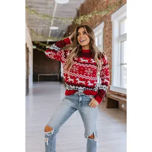 Nordic Printed Holiday Sweater Womenswear Winter