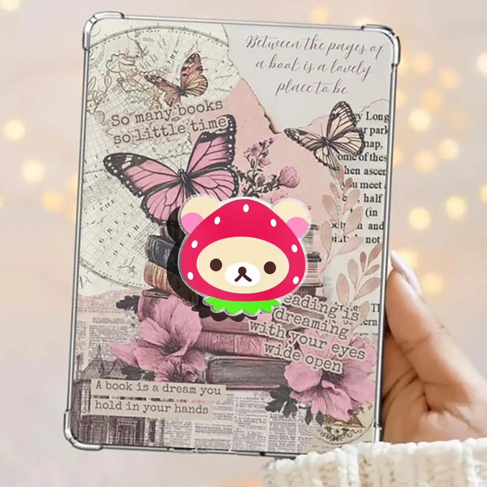 Cute Strawberry Bear Phone Grip Strawberry Bear Kindle Grip Books Bookish Magnetic Kindle Grip Book Lover Kindle Accessories Phone Holder PopSocket Phone Grip Magnetic Pop Socket Phone Grip