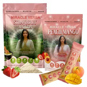 Miracle Yerba by My Lucky Tea - - Yerba Mate Tea Bundle, Pack of 2: Strawberry Matcha 30 Servings & Peach Mango 7 To-Go Sticks - Energy Boost, Brain Focus, Prebiotic & Probiotic, Low Sugar