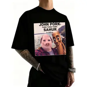 Cotton John Pork Tung Sahur Calling Brainrot Meme Gift for T-Shirt