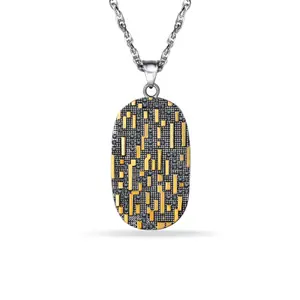 PROSTEEL Morse Code Pendant Necklace Stainless Steel Striped Dual-Color Pendant with Wave Chain Necklaces Jewelry Unisex For Men Women with Gift Box