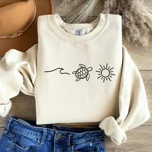 Ocean Turtle Sun Sweatshirt/T-Shirt, Summer Shirt, Gift For Women, Beach Shirt, Summer Women Shirt