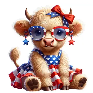 Patriotic Highland Baby Cows Choose 1-5 Direct To Film Print, DTF Print, Ready To Press Print For T-Shirts