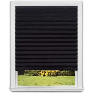 No Tools Original Blackout Pleated Paper Shade Black, 36 in x 72 in, Original Design, No Tools Included