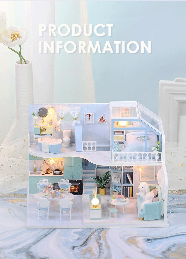 DIY Creative Attic Cottage — "Blue Serenity": A 3D Assembly Model. This makes for an exquisite birthday or holiday gift, as well as an ideal choice for crafting enthusiasts.