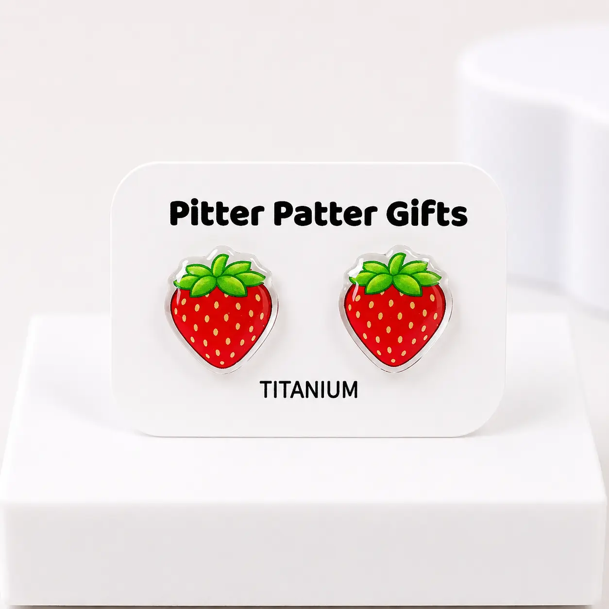 Strawberry Stud Earrings, Acrylic Fruit Jewelry, Waterproof Studs
