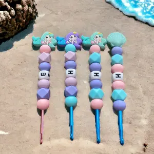 Mermaid Crochet Hooks | Handmade Crochet Hooks | Beaded Crochet Hooks | Silicone Bead Crochet Hooks